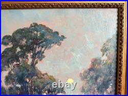 Jules IZIER 1932 Huile sur toile Voiliers en bord de mer 80x54,5 cadre d'époque