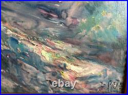 Jules IZIER 1932 Huile sur toile Voiliers en bord de mer 80x54,5 cadre d'époque