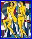 KLEYMAN Grand Tableau Côté Akoun 73×60 Deux jeunes femmes nues Direct Artiste