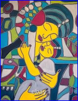 KLEYMAN Superbe Tableau Côte AKOUN 81x65 La Vierge à l'Enfant Direct Artiste