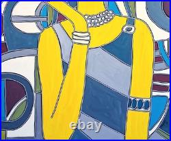 KLEYMAN Tableau 81x65 Côte AKOUN Elégante au fume cigarettes Direct Artiste