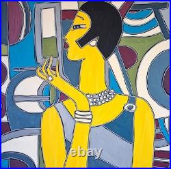 KLEYMAN Tableau 81x65 Côte AKOUN Elégante au fume cigarettes Direct Artiste KLEYMAN Tableau 81x65 Côte AKOUN Elégante au fume cigarettes Direct Artiste