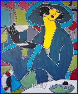 KLEYMAN Tableau Unique Côté AKOUN 73x60 Tea Time à Londres Direct Artiste