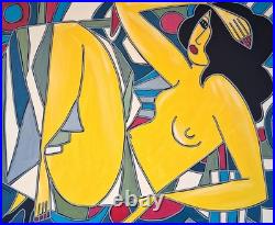 KLEYMAN Tableau Unique Côte Akoun 73x60 Nu à la balle rouge Direct Artiste