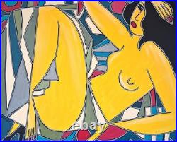 KLEYMAN Tableau Unique Côte Akoun 73x60 Nu à la balle rouge Direct Artiste