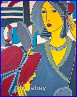 KLEYMAN Tableau XXL AKOUN 81x65 Demoiselles devant le Miroir Direct Artiste