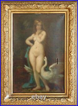 LEDA ET LE CYGNE peinture attribuée à Jean Jacques HENNER (1829-1905)