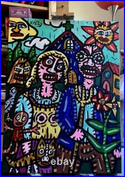 LES FERMIERS-Tableau figuration libre contemporain de VISTO