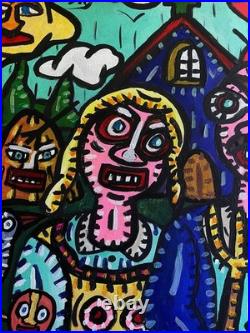 LES FERMIERS-Tableau figuration libre contemporain de VISTO