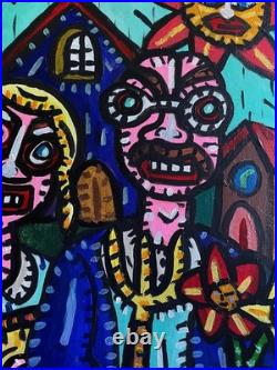 LES FERMIERS-Tableau figuration libre contemporain de VISTO