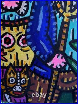 LES FERMIERS-Tableau figuration libre contemporain de VISTO