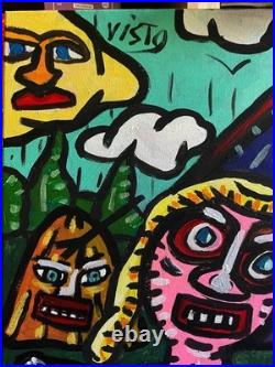 LES FERMIERS-Tableau figuration libre contemporain de VISTO