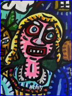 LES FERMIERS-Tableau figuration libre contemporain de VISTO