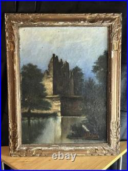 L. Besson Huile sur toile Paysage architectural Vue de ruine Début XXème