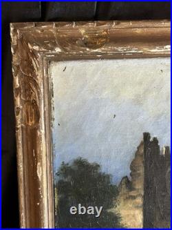 L. Besson Huile sur toile Paysage architectural Vue de ruine Début XXème