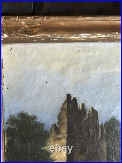 L. Besson Huile sur toile Paysage architectural Vue de ruine Début XXème