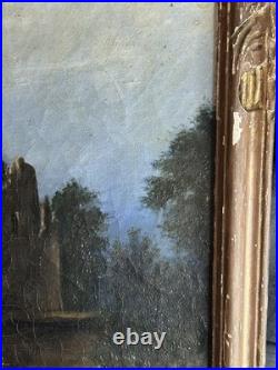 L. Besson Huile sur toile Paysage architectural Vue de ruine Début XXème