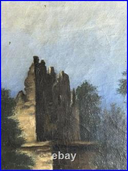 L. Besson Huile sur toile Paysage architectural Vue de ruine Début XXème