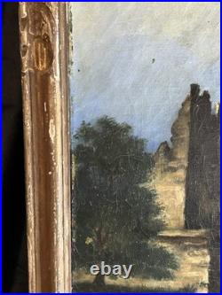 L. Besson Huile sur toile Paysage architectural Vue de ruine Début XXème