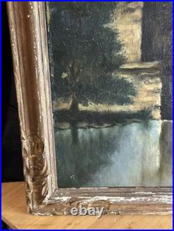 L. Besson Huile sur toile Paysage architectural Vue de ruine Début XXème