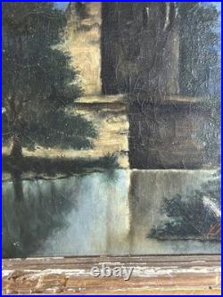 L. Besson Huile sur toile Paysage architectural Vue de ruine Début XXème