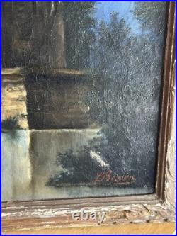 L. Besson Huile sur toile Paysage architectural Vue de ruine Début XXème