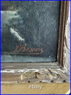 L. Besson Huile sur toile Paysage architectural Vue de ruine Début XXème