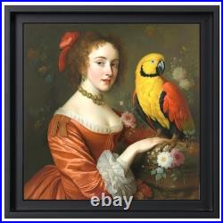 La Dame au Perroquet d'Or Tullasky Acrylique originale 40x40 cm