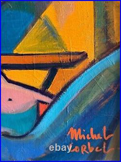 La Femme Au Chapeau / Huile Sur Toile Signée Michel Corbel