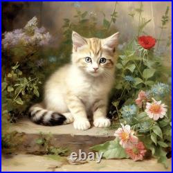 Le chaton aux fleurs? 40x40 cm Le chaton aux fleurs? 40x40 cm