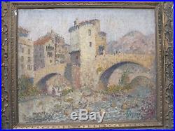 Le vieux pont de Sospel. Important tableau de Joseph Lépine (1867-1943)