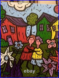 Les Trolls À La Plage- Acrylique Sur Toile 40 X 50 CM Du Peintre Visto