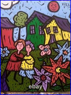 Les Trolls À La Plage- Acrylique Sur Toile 40 X 50 CM Du Peintre Visto