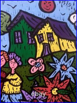 Les Trolls À La Plage- Acrylique Sur Toile 40 X 50 CM Du Peintre Visto