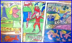 Les trois Jaber peinture 1980 sur toile 100 cm / 80 cm