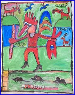 Les trois Jaber peinture 1980 sur toile 100 cm / 80 cm