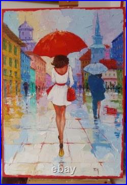 Lidia Tchoumakova Après-midi sur la place, huile sur toile, 50x70cm