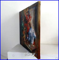 Liliane Paumier, huile sur toile belle danseuse de flamenco et ses musiciens