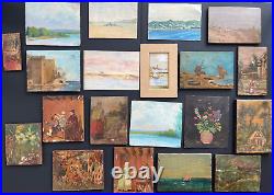 Lot 20 tableaux XXème siècle huiles sur toile et panneaux de bois paysages