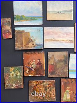Lot 20 tableaux XXème siècle huiles sur toile et panneaux de bois paysages