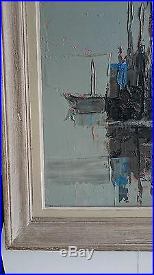 Lucien JOVENEAUX Tableau HUILE sur TOILE XXe Oil Art peinture Signe BATEAUX Boat
