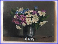 Lucien Seevagen (1887-1959) Bouquet de fleurs, huile sur toile signée. +++++++