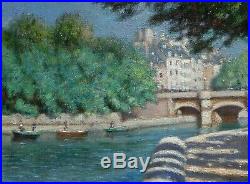 Lumineux Impressionniste 1950. Paris, Le Pont-neuf & Les Quais De Seine. Signé