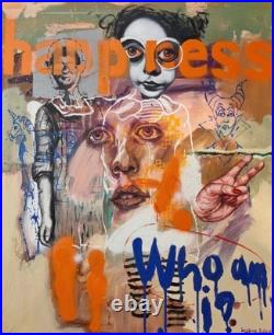 Lysiane D. COSTE Tableau acrylique sur toile, painting Figuration 50/61cm