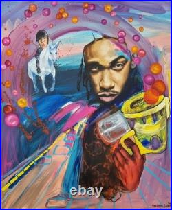 Lysiane D. COSTE Tableau acrylique sur toile, painting Figuration 50/61cm