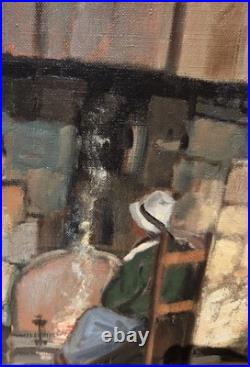 MARCEL BOUDOU. Intérieur Rustique. Peinture huile sur toile signé