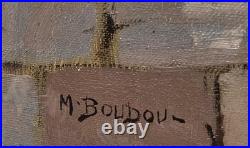 MARCEL BOUDOU. Intérieur Rustique. Peinture huile sur toile signé