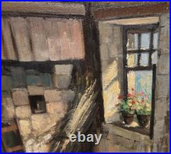 MARCEL BOUDOU. Intérieur Rustique. Peinture huile sur toile signé