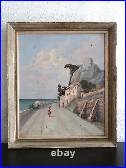 Magnifique Peinture Signée Lignière-1898-la Route De Beaulieu-paysage Animé