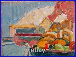 Magnifique Peinture Vers 1960-fauvisme-portrait De Femme & Nature Morte/fruits